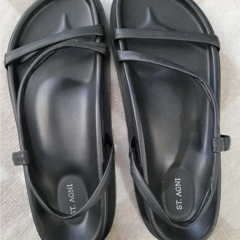 St. Agni Sleek Black Sandals